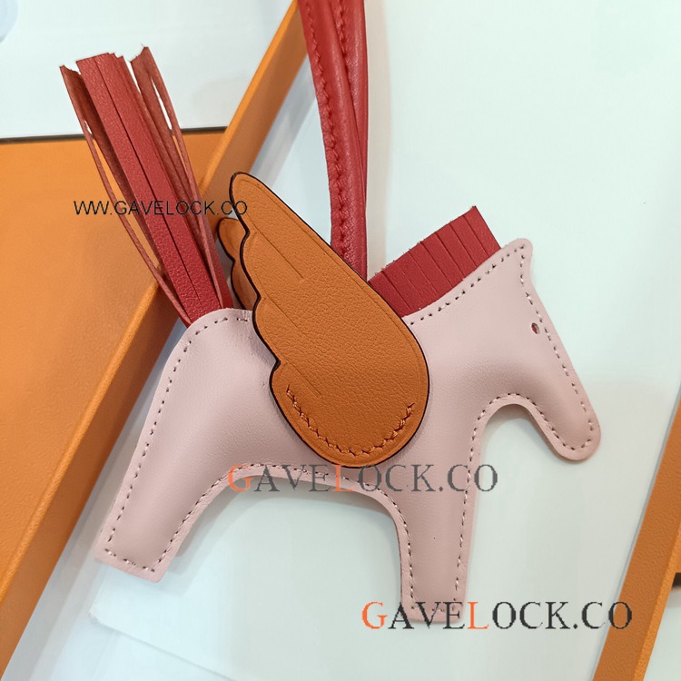 Copy Hermes Rodeo Pegasus Lambskin Orange-Sakura Pink-Red